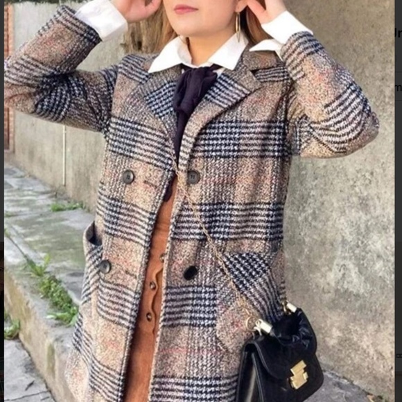 Classic Plaid Print Button Pockets Coat Jacket - Picture 12 of 12